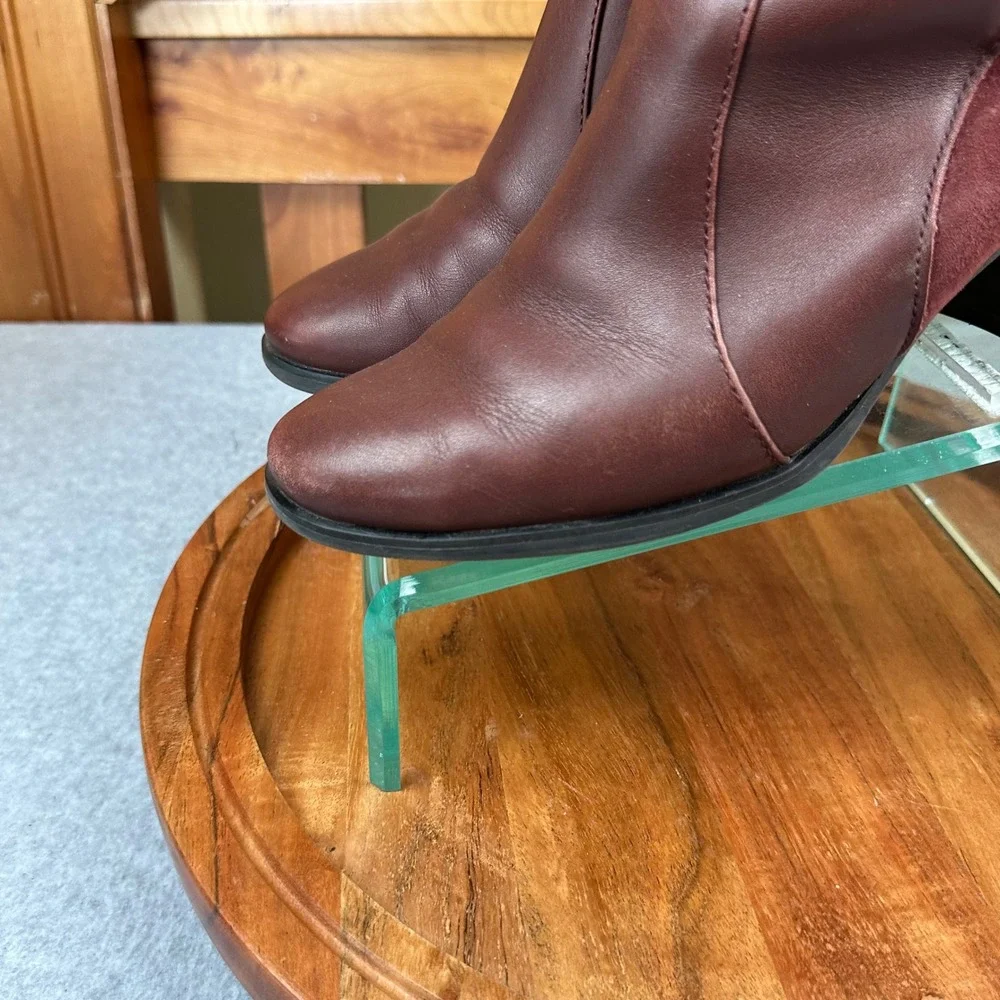 Aetrex Rebecca AH409W Burgundy Leather Suede Ankle Boots Arch Support US 8.5